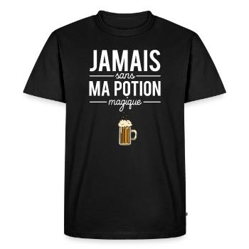 Jamais sans ma potion magique bière humour apéro - T-shirt Premium bio Homme - noir - Devant - Nico (187cm)