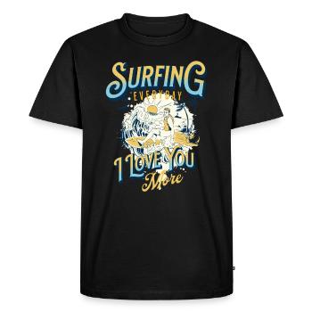 SURFING, EVERYDAY I LOVE YOU MORE - T-shirt Premium bio Homme - noir - Devant - Nico (187cm)