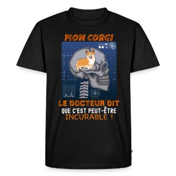 Humour Chien corgi radiographie Chiens De Race - T-shirt Premium bio Homme - noir - Devant - Nico (187cm)