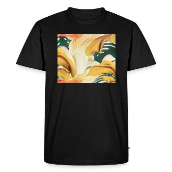 Tropical background yellow and green leaves, - T-shirt Premium bio Homme - noir - Devant - Nico (187cm)