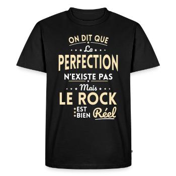 La Perfection n'existe pas le Rock est bien Réel - T-shirt Premium bio Homme - noir - Devant - Nico (187cm)