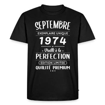50th Anniversary - September 1974 Perfection - Men's Premium Organic T-Shirt - black - Front - Nico (187cm)
