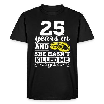 25 Years 25th Wedding Anniversary Marriage Gift - Men's Premium Organic T-Shirt - black - Front - Nico (187cm)