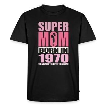 Mom's birthday 1970 | Super Mom - Men's Premium Organic T-Shirt - black - Front - Nico (187cm)