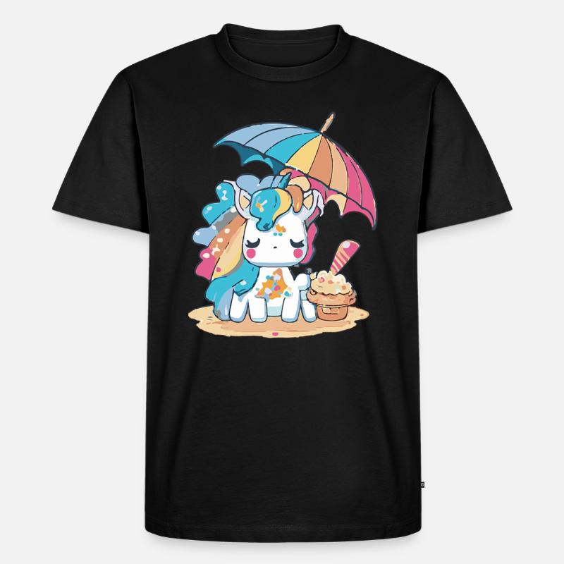 Ein Einhorn mit Regenbogenhaar - Männer Premium Bio T-Shirt - Schwarz