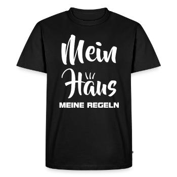 Ma maison Mes règles - propriétaire - T-shirt Premium bio Homme - noir - Devant - Nico (187cm)