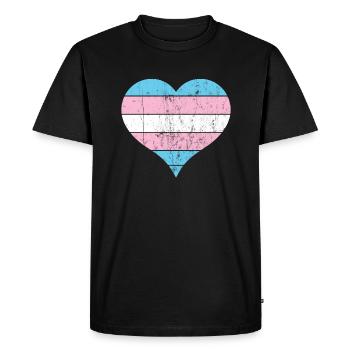 Transgenre LGBT Pride heart - T-shirt Premium bio Homme - noir - Devant - Nico (187cm)