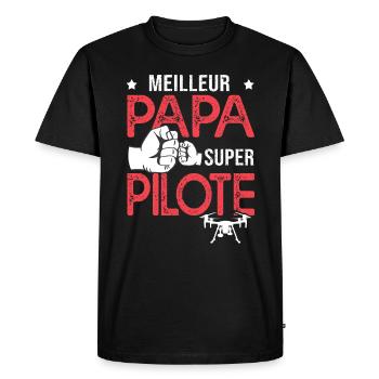 Cadeau papa meilleur papa pilote de drone - T-shirt Premium bio Homme - noir - Devant - Nico (187cm)