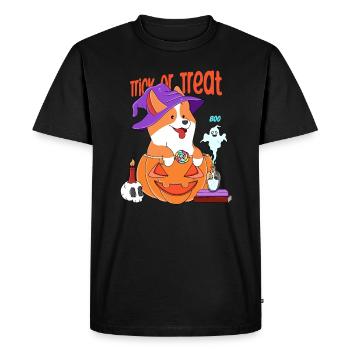 Corgi Halloween - Men's Premium Organic T-Shirt - black - Front - Nico (187cm)