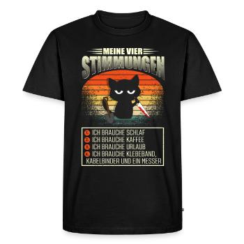 My Four Moods Cat Coffee Holiday - Men's Premium Organic T-Shirt - black - Front - Nico (187cm)