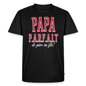 Papa parfait de père en fils - T-shirt Premium bio Homme - noir - Devant - Nico (187cm)