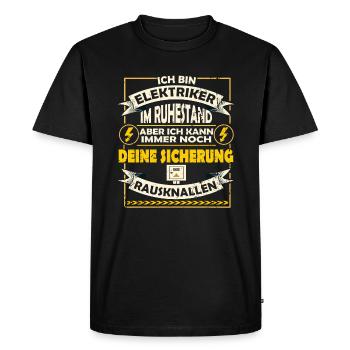 Retired electrician - blow out the fuse - Men's Premium Organic T-Shirt - black - Front - Nico (187cm)