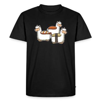 Sushi Alpaca Alpacas Japan Funny Gift - Men's Premium Organic T-Shirt - black - Front - Nico (187cm)