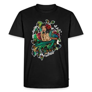 Fille pin up tropical - T-shirt Premium bio Homme - noir - Devant - Nico (187cm)