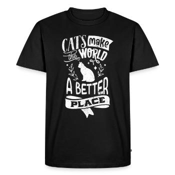 MEILLEUR ENDROIT AU MONDE POUR LES CHATS MIGNON MOTIF DE DICTON DRÔLE - T-shirt Premium bio Homme - noir - Devant - Nico (187cm)