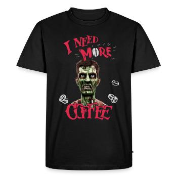 Funny coffee design with zombie - Men's Premium Organic T-Shirt - black - Front - Nico (187cm)