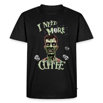Funny coffee design with zombie - Men's Premium Organic T-Shirt - black - Front - Nico (187cm)