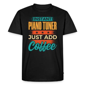 Accordeur de piano instantané Il suffit d’ajouter du café - T-shirt Premium bio Homme - noir - Devant - Nico (187cm)