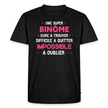 Super binôme - Impossible A Oublier - T-shirt Premium bio Homme - noir - Devant - Nico (187cm)