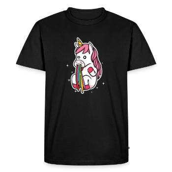 Cadeau de remise de carlin coloré avec un arc-en-ciel - T-shirt Premium bio Homme - noir - Devant - Nico (187cm)