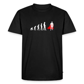 Evolution de l'homme super-héros drôle - T-shirt Premium bio Homme - noir - Devant - Nico (187cm)