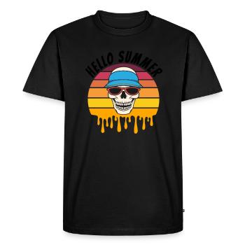 Drôle Scary Skull Head Summertime Horror Spooky Su - T-shirt Premium bio Homme - noir - Devant - Nico (187cm)