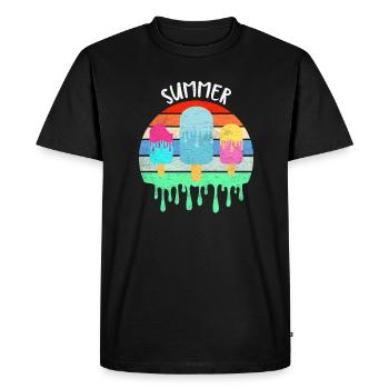 Crème glacée fondante Vacances d’été chaudes Rétro Vintag - T-shirt Premium bio Homme - noir - Devant - Nico (187cm)