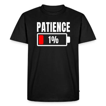 Patience at 1% Funny Phrase and Ironic Idea Out Of - Men's Premium Organic T-Shirt - black - Front - Nico (187cm)