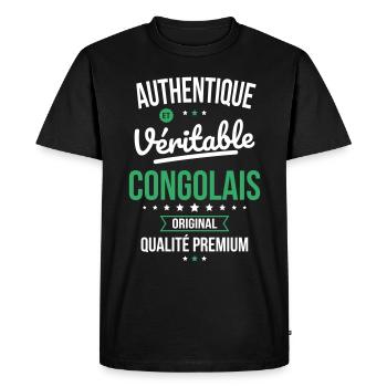 Authentique et véritable Congolais - Original - T-shirt Premium bio Homme - noir - Devant - Nico (187cm)