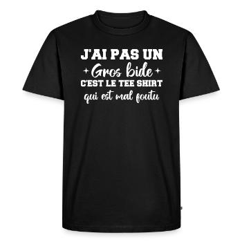 J'ai Pas Un Gros Bide C'est Le Tee Shirt Cadeau - T-shirt Premium bio Homme - noir - Devant - Nico (187cm)
