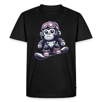 Monkey Gorilla Chimpanzee Ski Holiday Skier Design - Men's Premium Organic T-Shirt - black - Front - Nico (187cm)