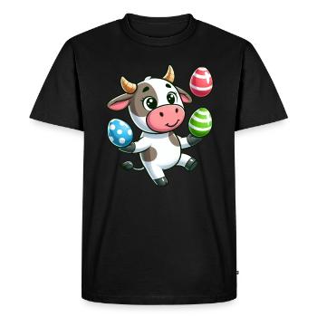 Conception d'artiste de jonglage de vache et de taureau d'oeuf de Pâques - T-shirt Premium bio Homme - noir - Devant - Nico (187cm)