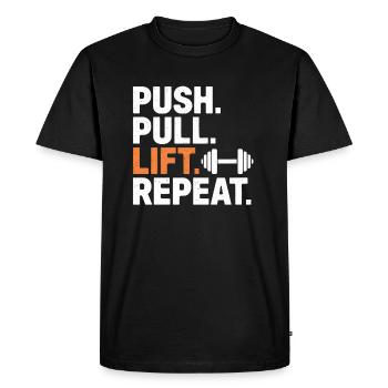 Push Pull Lift Repeat - Men's Premium Organic T-Shirt - black - Front - Nico (187cm)