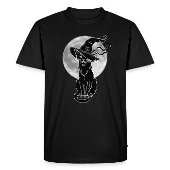 Black cat halloween cat witch horror - Men's Premium Organic T-Shirt - black - Front - Nico (187cm)