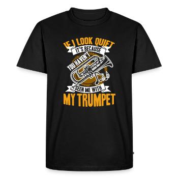 Trompette m'a vu avec ma trompette - T-shirt Premium bio Homme - noir - Devant - Nico (187cm)