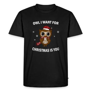 cute owl christmas - Men's Premium Organic T-Shirt - black - Front - Nico (187cm)