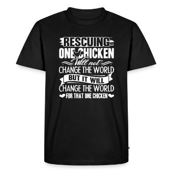 Poulet sauvant les poulets - T-shirt Premium bio Homme - noir - Devant - Nico (187cm)