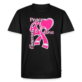 Infirmière en oncologie Peace Love Infirmière en oncologie - T-shirt Premium bio Homme - noir - Devant - Nico (187cm)