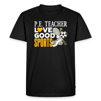 PE Teacher PE Teacher Loves Good Sports - Men's Premium Organic T-Shirt - black - Front - Nico (187cm)