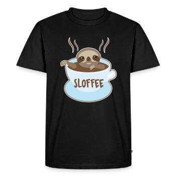 Paresseux avec café - T-shirt Premium bio Homme - noir - Devant - Nico (187cm)