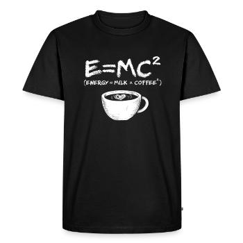 Black Coffee E=MC2 Coffee Cup Coffee Drinker - Men's Premium Organic T-Shirt - black - Front - Nico (187cm)