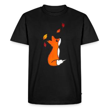 Renard rouge chute feuilles d’automne forêt automne automne - T-shirt Premium bio Homme - noir - Devant - Nico (187cm)