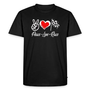 Peace Love Race Pit Crew Maman Voiture de course à damier - T-shirt Premium bio Homme - noir - Devant - Nico (187cm)