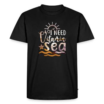 J’ai besoin de vacances à la mer au bord du coucher du soleil sur la mer - T-shirt Premium bio Homme - noir - Devant - Nico (187cm)