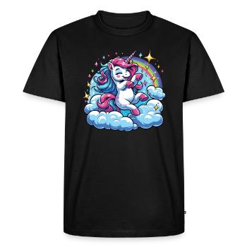 Joy of Playing Unicorn – Magic Clouds - Men's Premium Organic T-Shirt - black - Front - Nico (187cm)