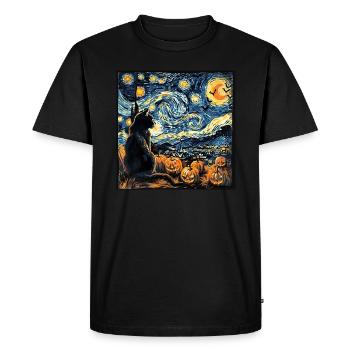 Black cat halloween pumpkin - Men's Premium Organic T-Shirt - black - Front - Nico (187cm)