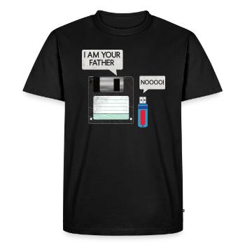 Disquette Disquette Clé USB Père & Fils Tenue Rétro - T-shirt Premium bio Homme - noir - Devant - Nico (187cm)