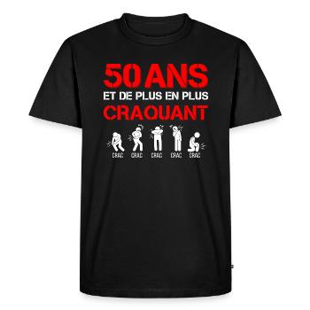 Homme 50 ans Idee Cadeau Homme 50e Anniversaire - T-shirt Premium bio Homme - noir - Devant - Nico (187cm)