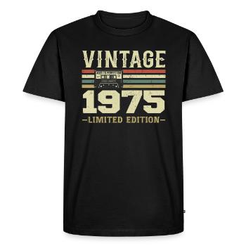 Jahrgang 1975 Retro 1975 Geburtstagsgeschenk - Männer Premium Bio T-Shirt - Schwarz - Vorne - Nico (187cm)