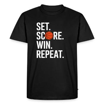 Définir le score Gagner Répéter - T-shirt Premium bio Homme - noir - Devant - Nico (187cm)